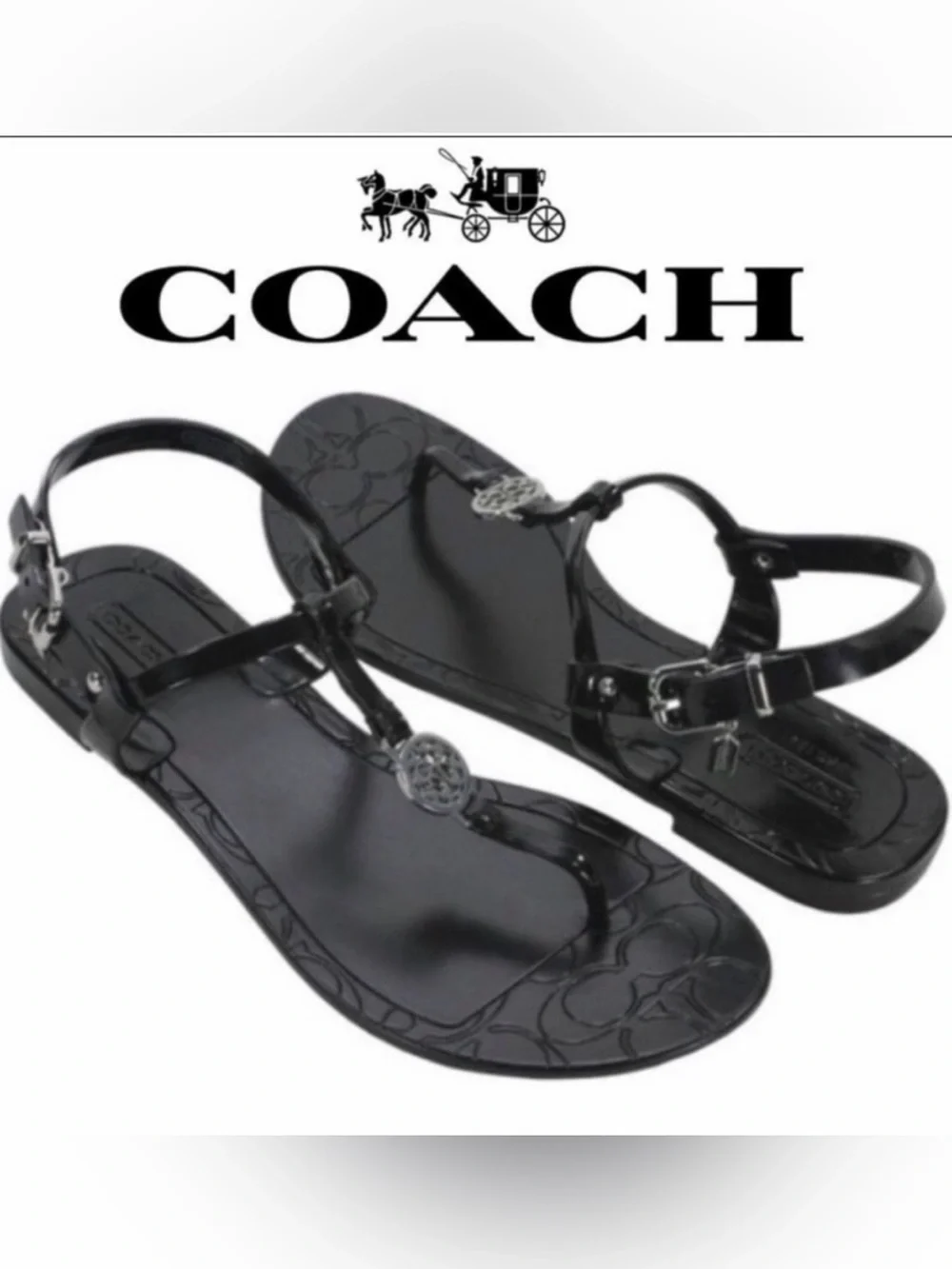 Coach Pansy Black Jelly Sandals Size 9B